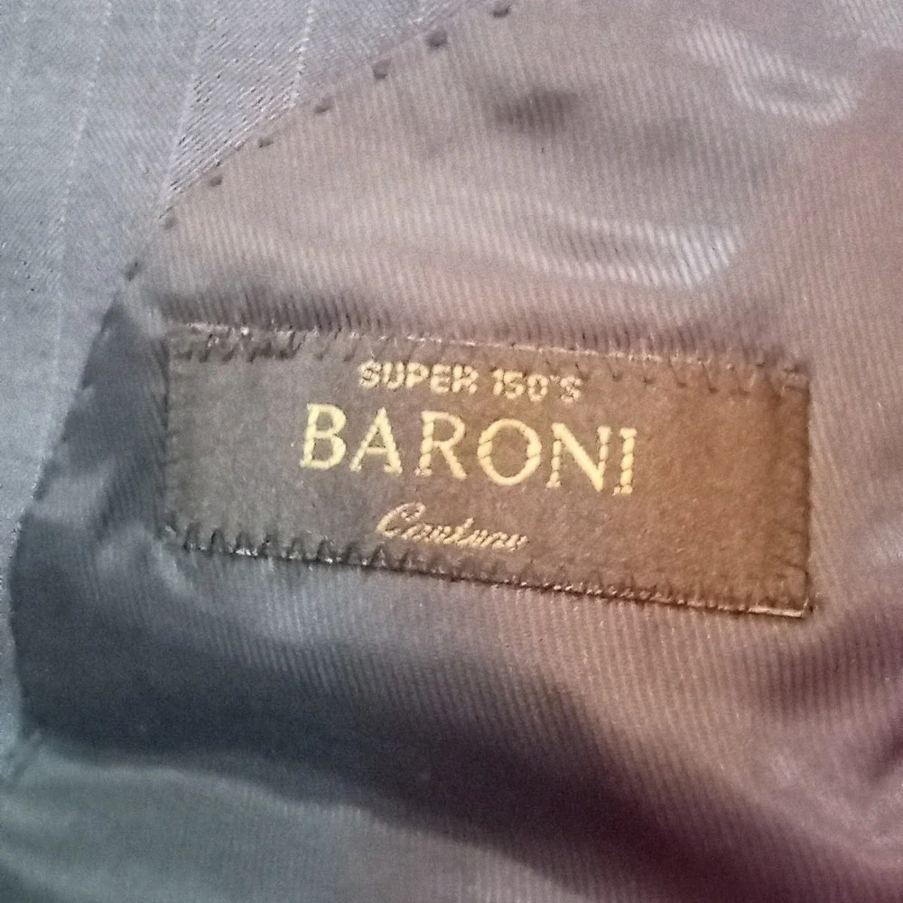 Baroni Blazer Mens 40 L Navy Blue Pinstripe Super‎ 150s Wool Sports Coat Jacket